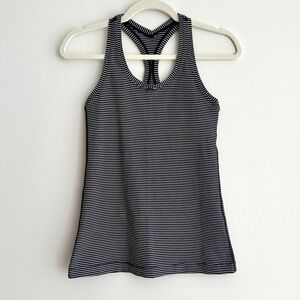 Lululemon Cool Racerback Tank Top, Black and White Striped, Size 4